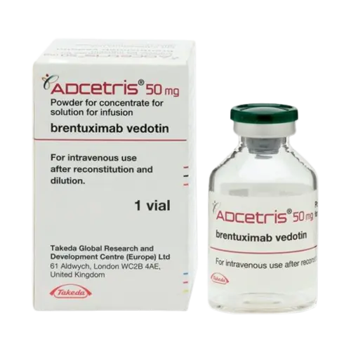 Adcetris 50mg Injection vial (Brentuximab Vedotin) for Hodgkin Lymphoma treatment — available in Pakistan at Dawailo.pk